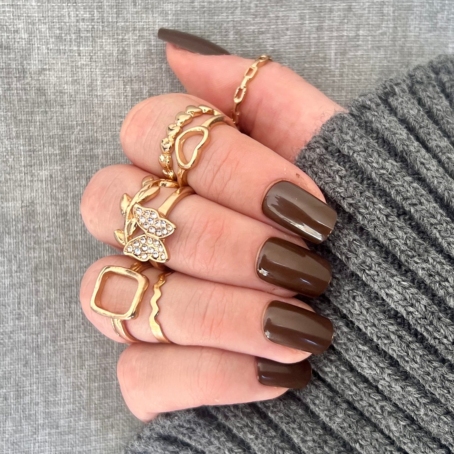 Press-On Nails – Chocolat Brillant 🍫✨