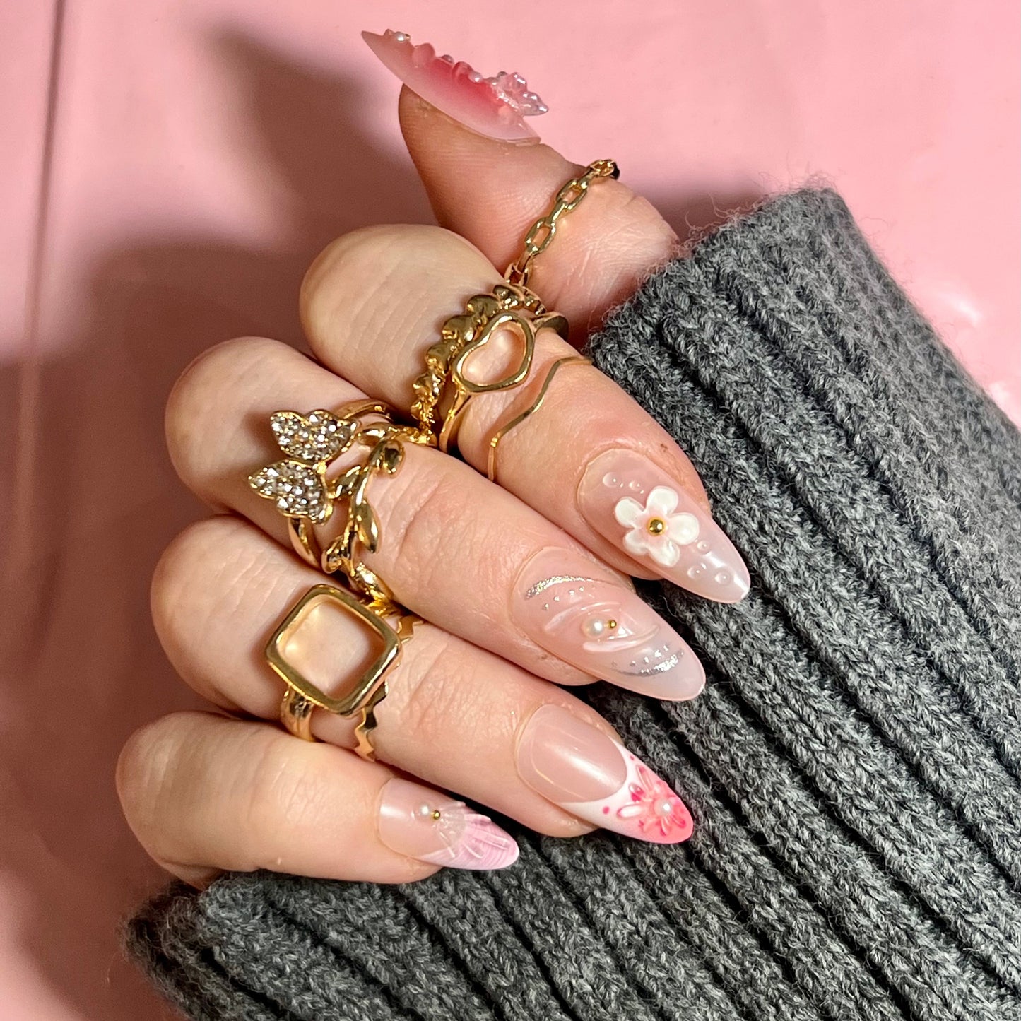 Press-On Nails – Élégance Blossom 🍂🌸