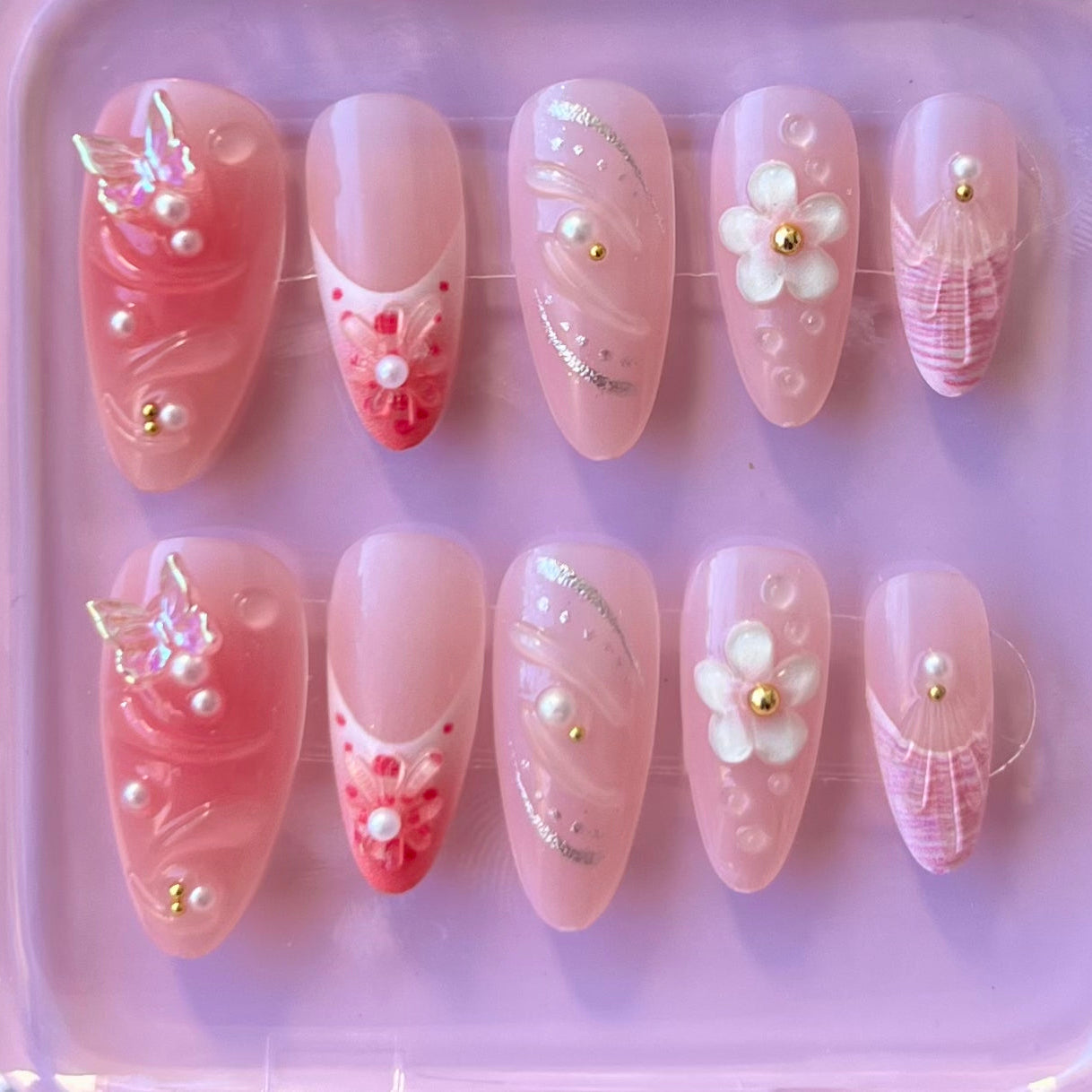 Press-On Nails – Élégance Blossom 🍂🌸
