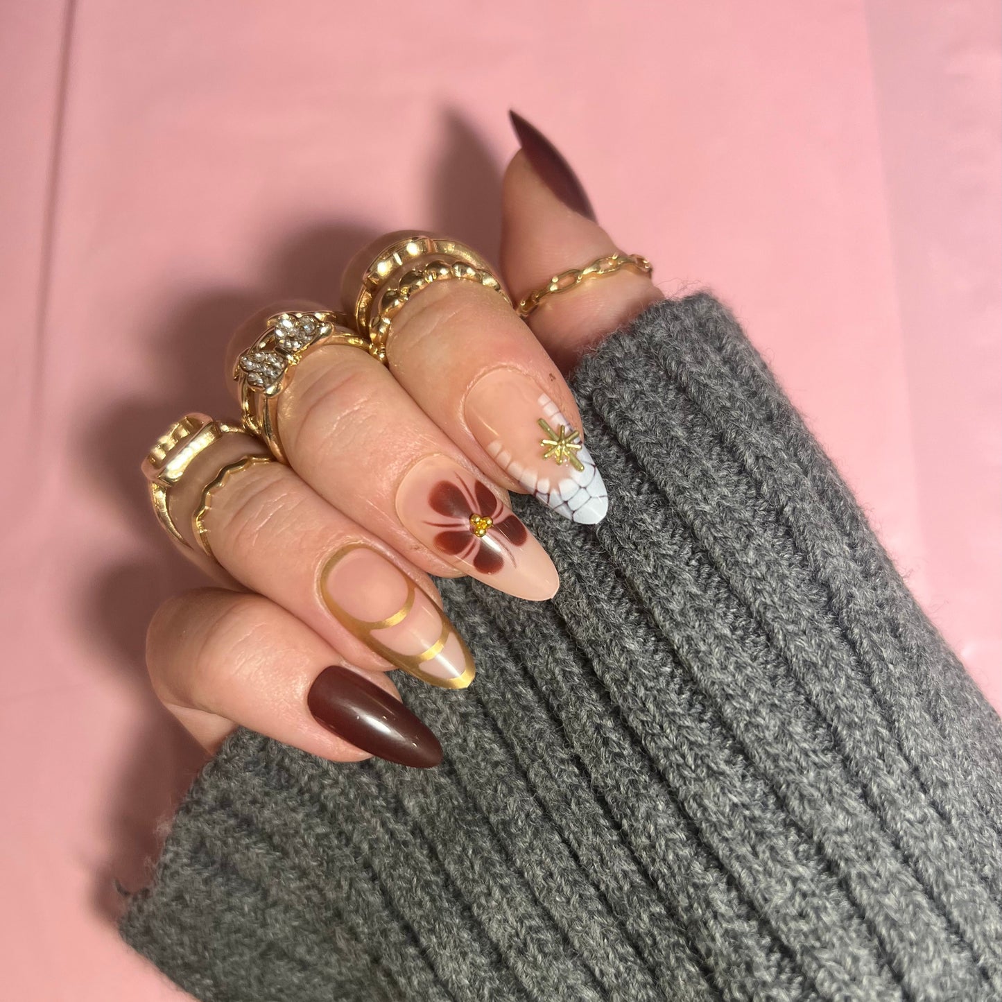 Press-On Nails – Gold Marbre 🍂