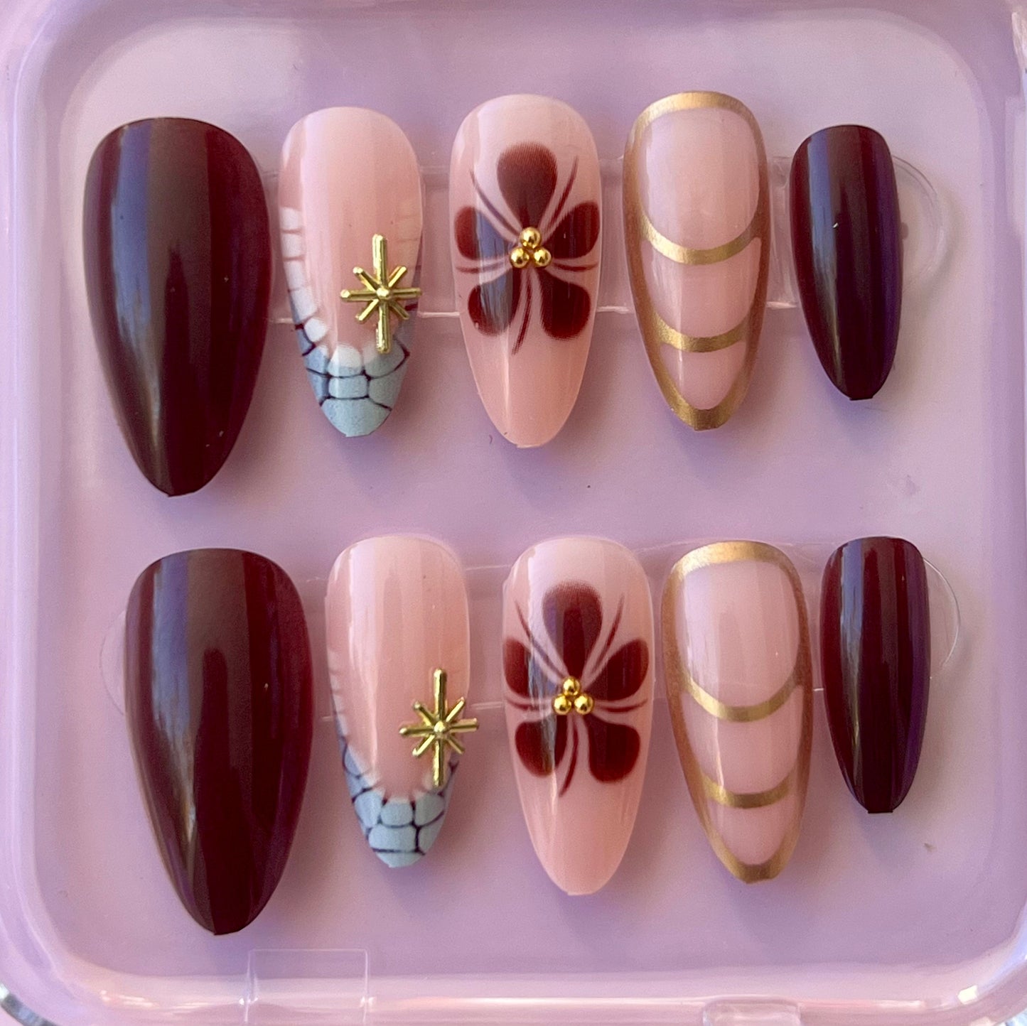 Press-On Nails – Gold Marbre 🍂