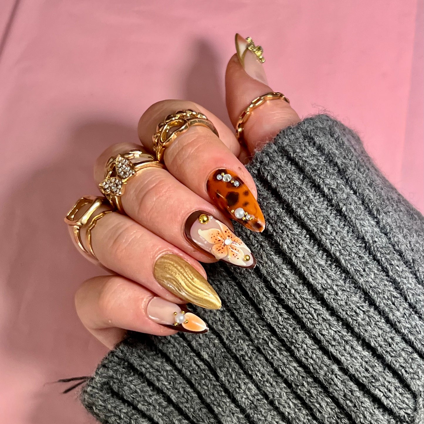 Press-On Nails – Orchidée & Léopard🌼🐆