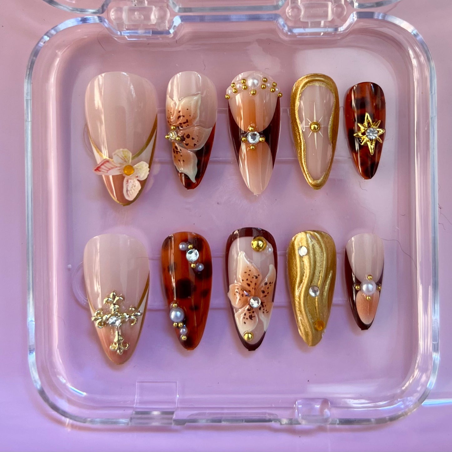 Press-On Nails – Orchidée & Léopard🌼🐆