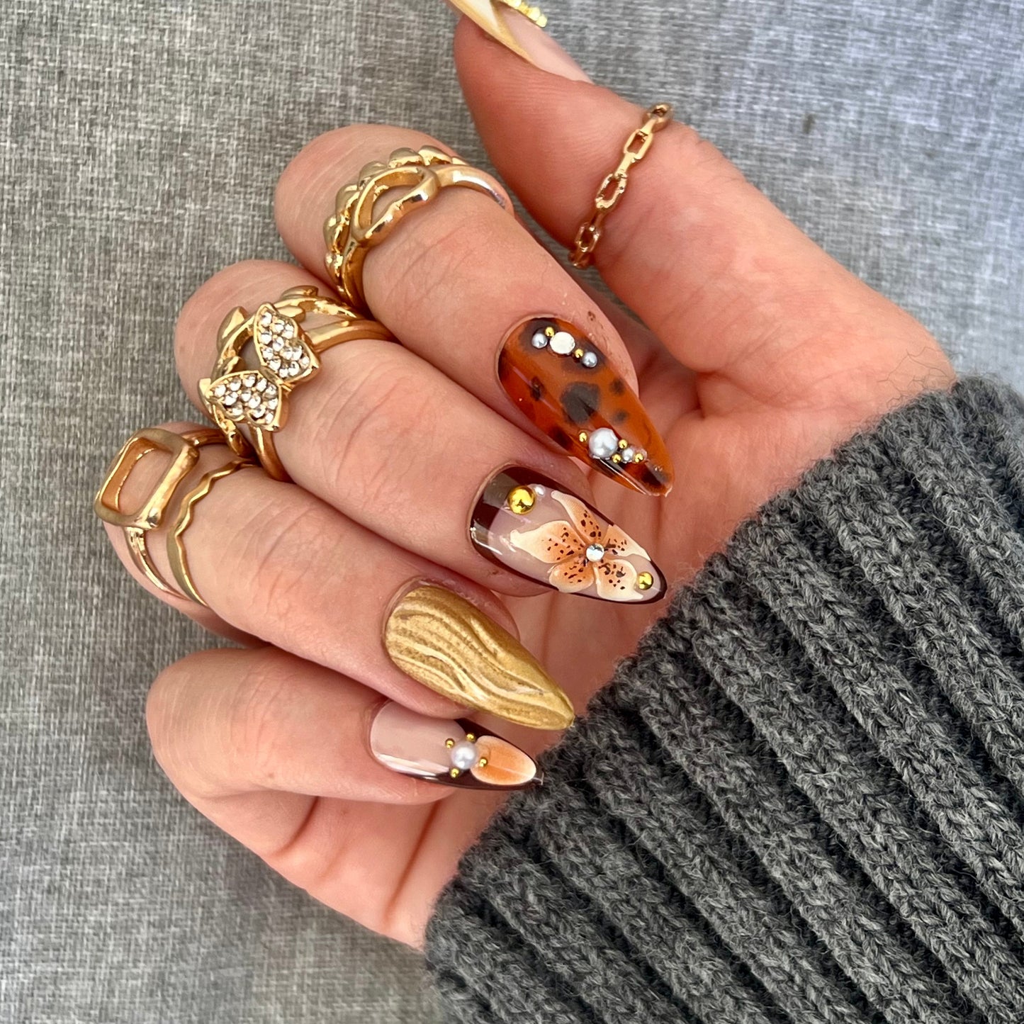Press-On Nails – Orchidée & Léopard🌼🐆