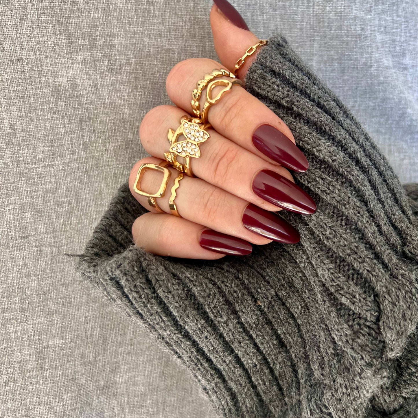 Press-On Nails â Velours Bordeaux đ·âš