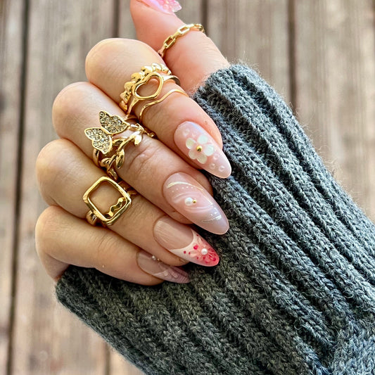 Press-On Nails – Élégance Blossom 🍂🌸