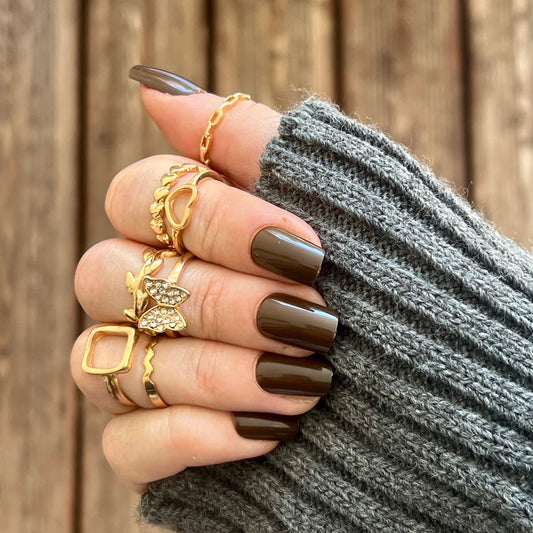 Press-On Nails – Chocolat Brillant 🍫✨