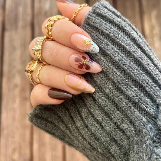 Press-On Nails – Gold Marbre 🍂